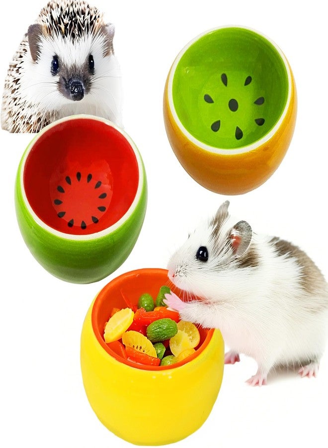 JSLZF Hamster Bowl Ceramic Rat Bowl Small Hamster Food Dish Prevent Knocking Over, Food Splashing and Chewing Feeding Dish for Gerbil Chinchilla Rat Ferret (3 PCS) - Image 1